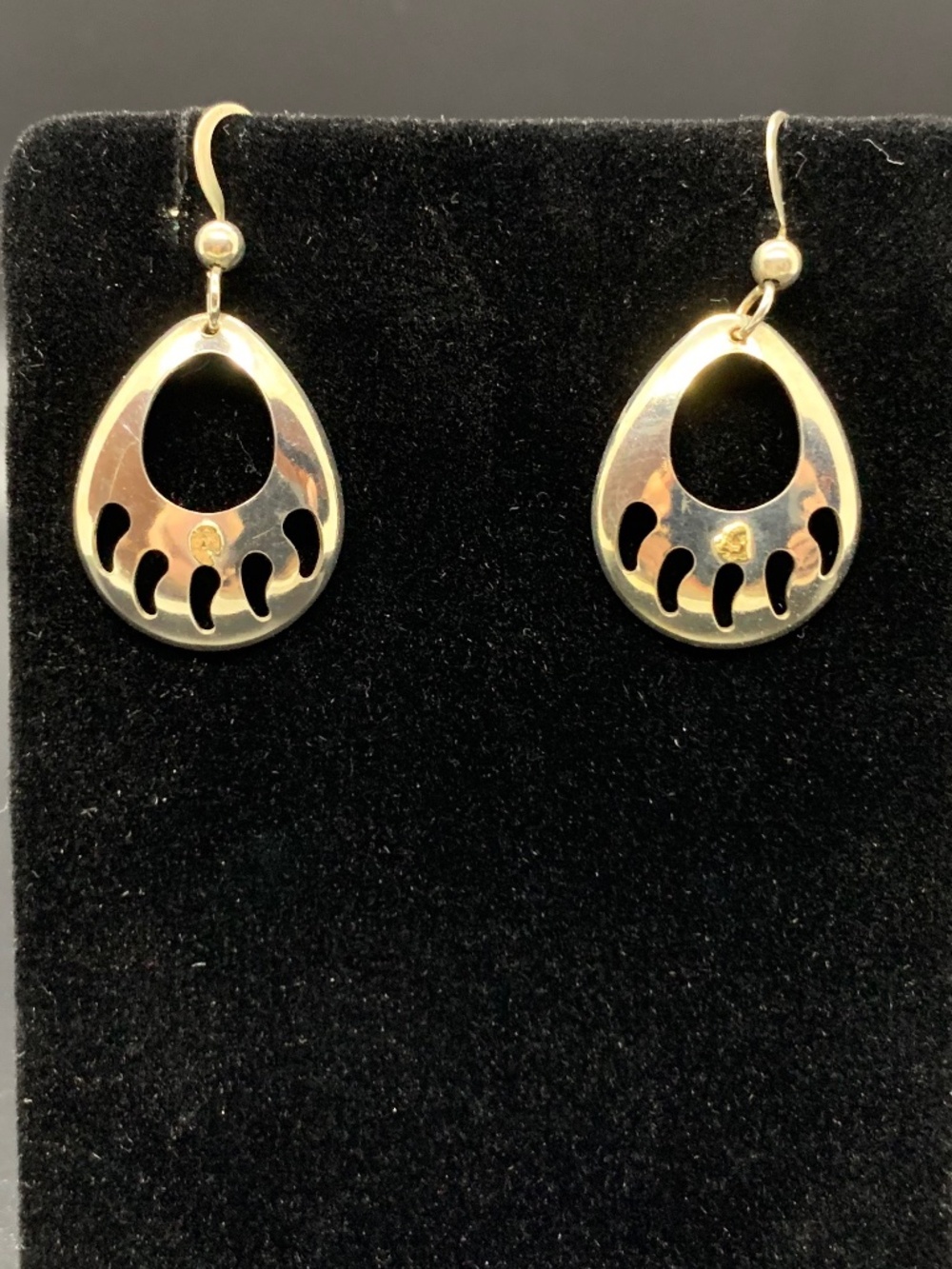 Silver Bear Paw Print Earrings